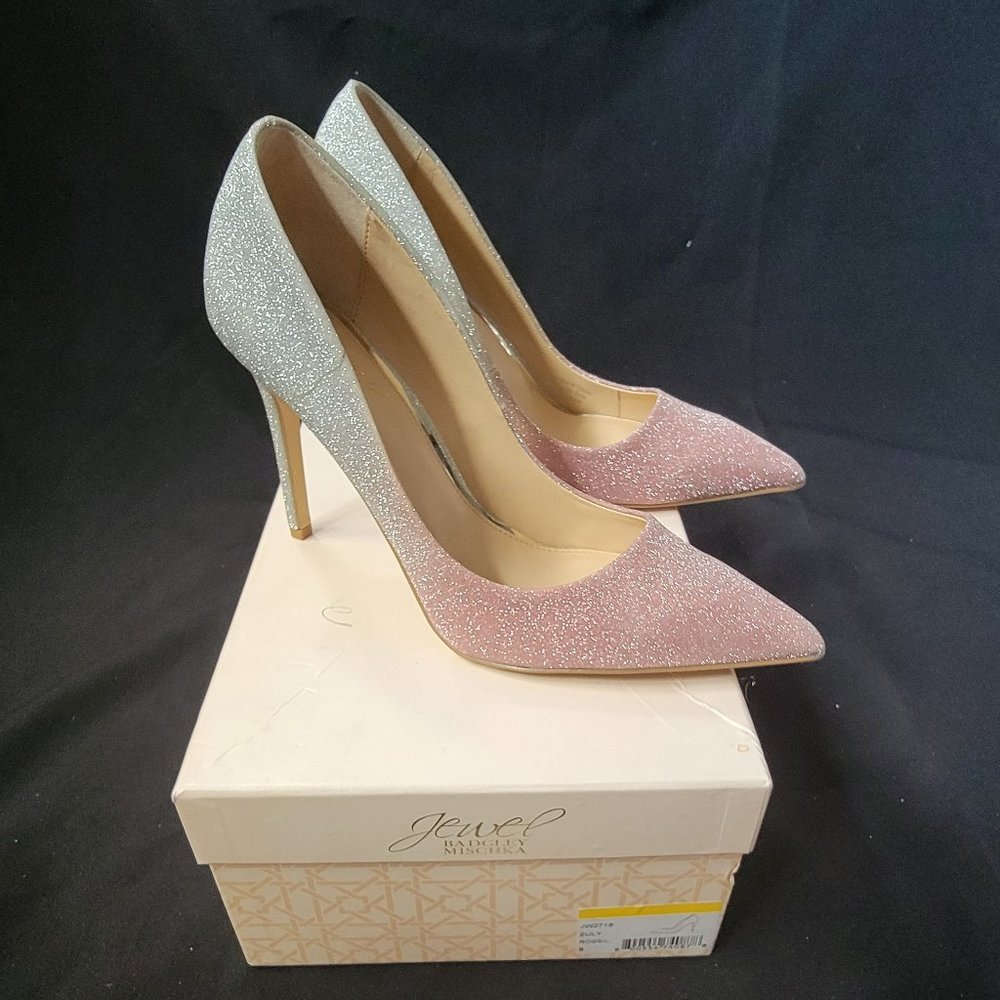 NWT Badgley Mischka Pink and Silver Glitter High Heels Brand New - Never Worn